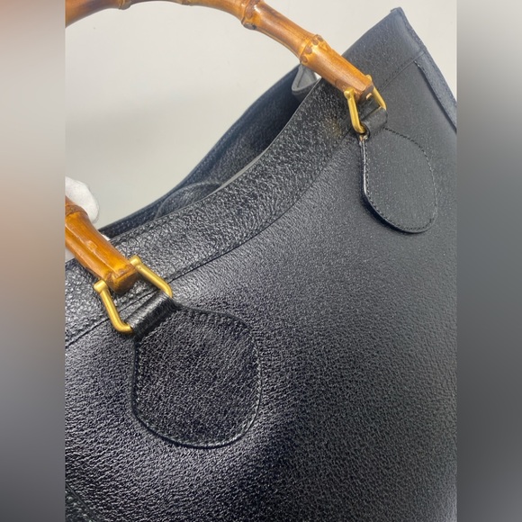 GUCCI vintage “DIANA”Bamboo Leather Tote Black - Picture 10 of 16